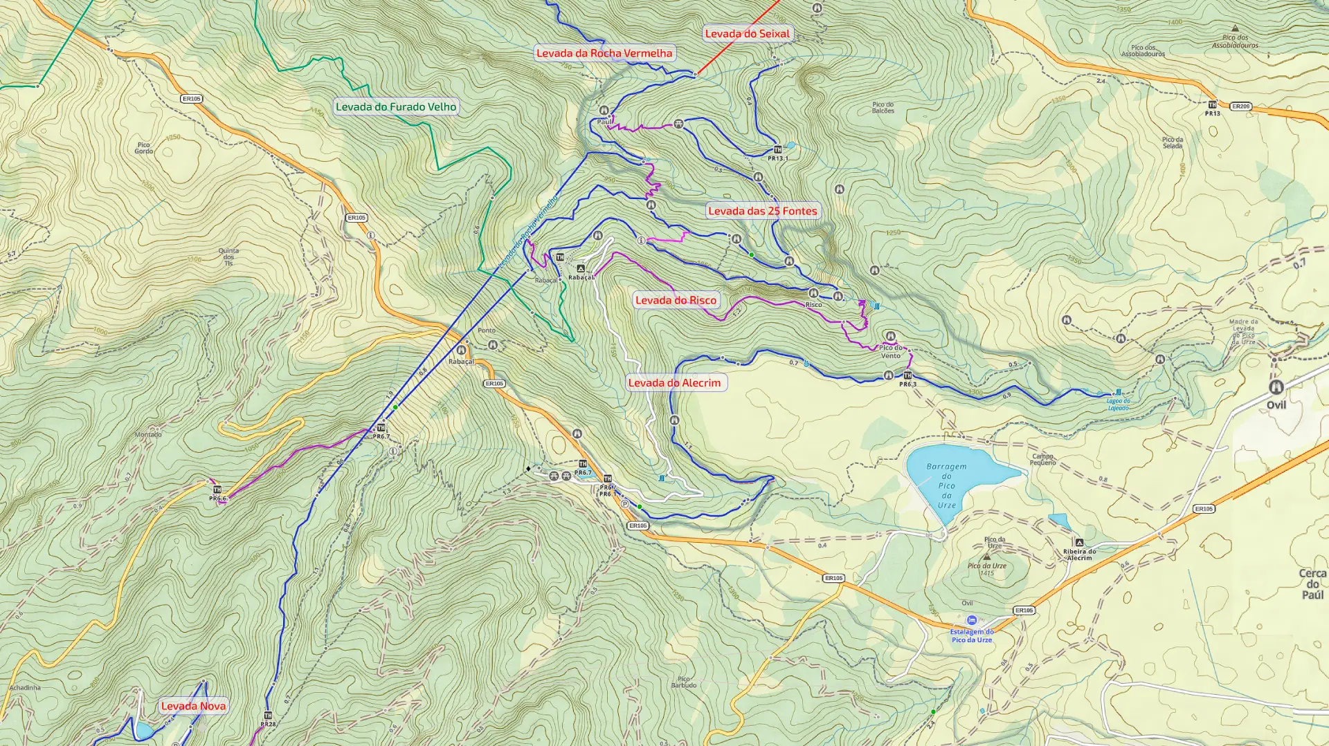 Madeiran levadat kartalla.
