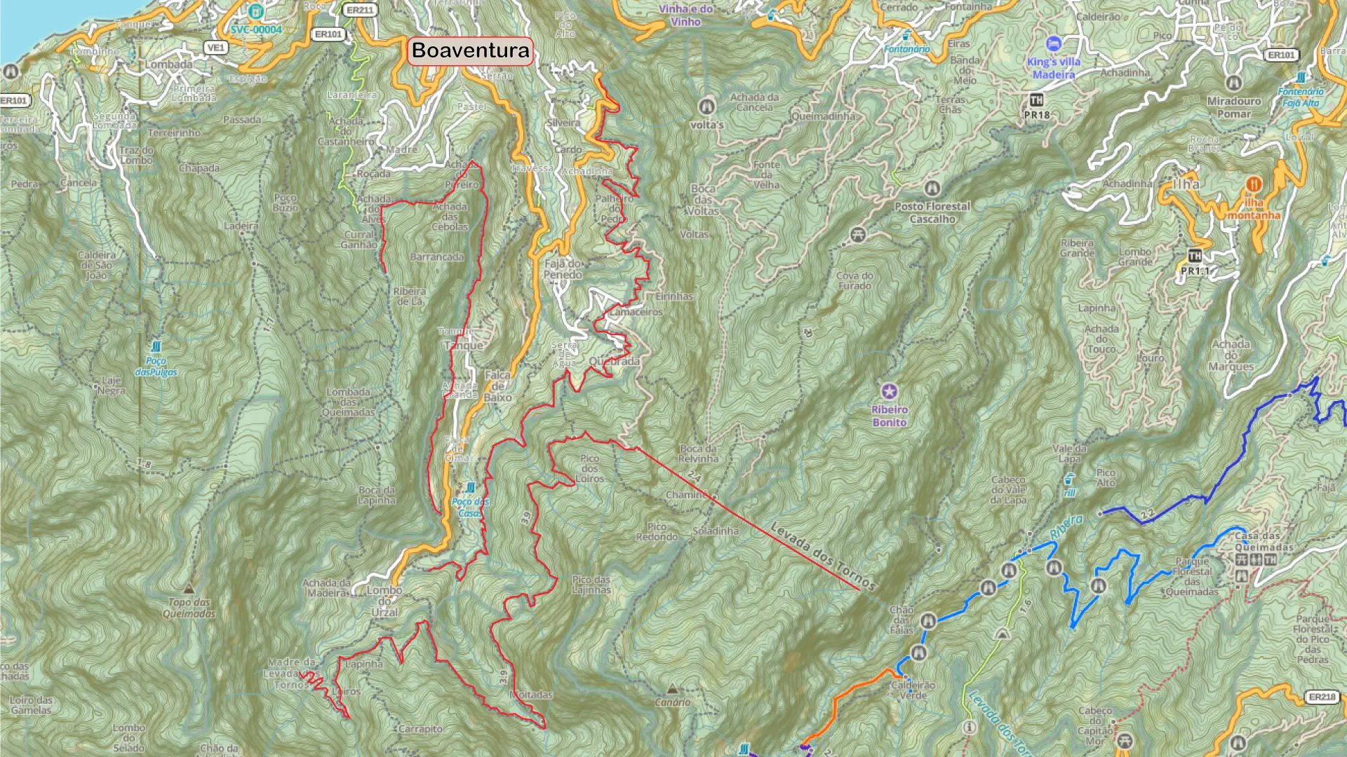 Boaventura ja levadat alueella.