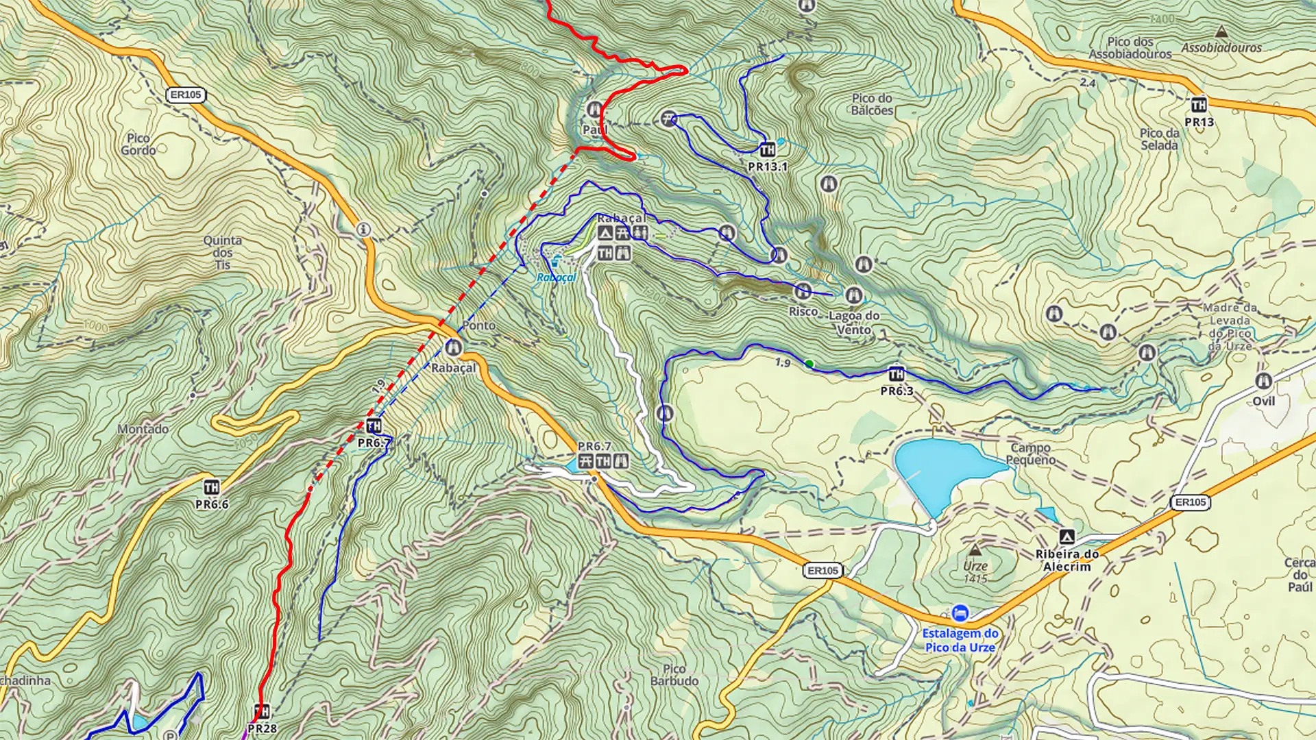 Levada Rocha Vermelha Rabacalin kartalla.